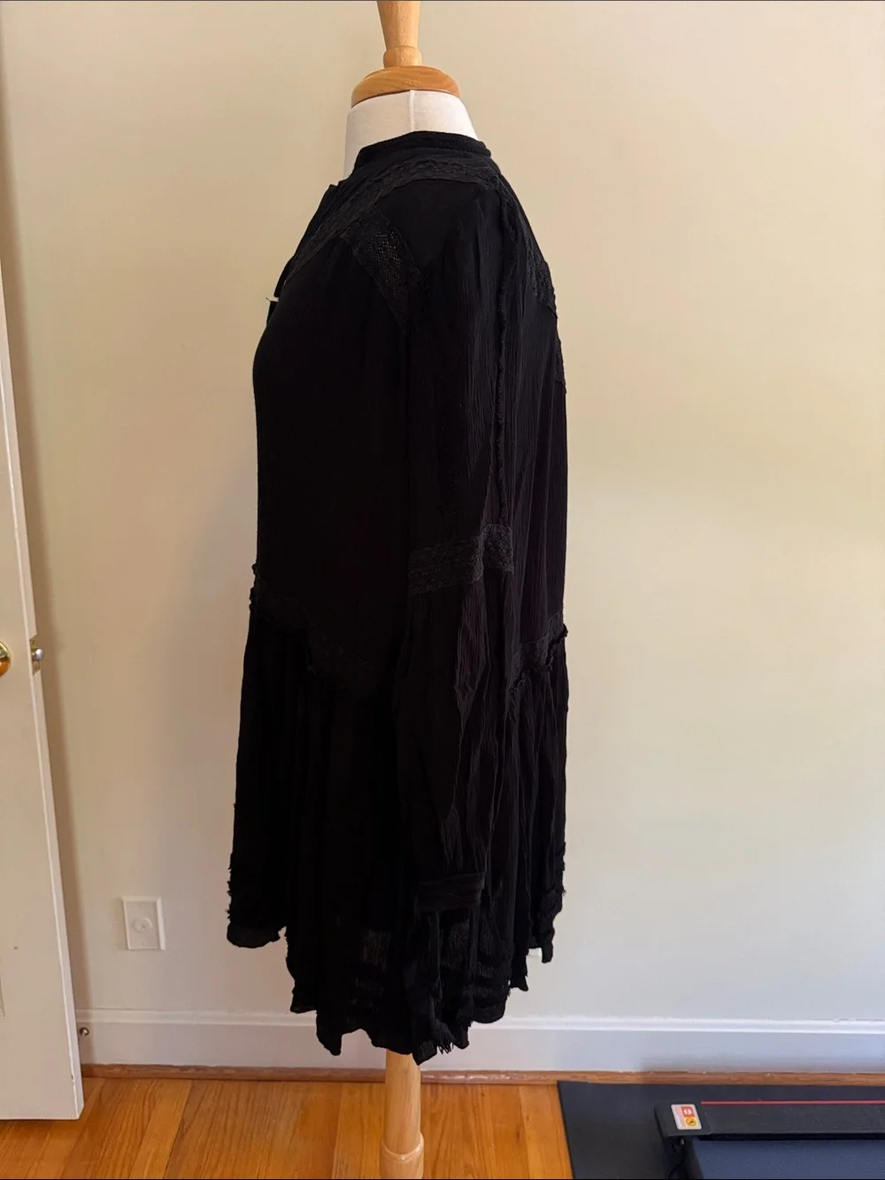 Free People Feelin Moody Black Long Sleeve Mini Dress